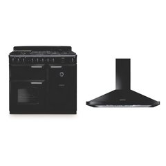 Rangemaster CLDL100DFPGBL/CM1 100cm Dual Fuel Range Cooker Classic Deluxe Gloss Black / Chrome, A Rated