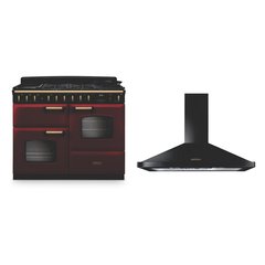 Rangemaster CLDLO110DFPBOR/AB1 110cm Dual Fuel Range Cooker Classic Deluxe Bordeaux / Antique Brass, A Rated