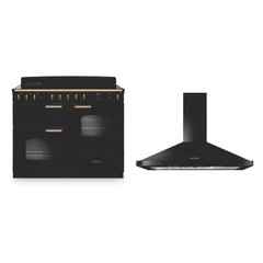 Rangemaster CLDLO110EIPGBL/AB1 110cm Induction Range Cooker Classic Deluxe Gloss Black / Antique Brass, A Rated