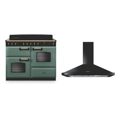 Rangemaster CLDLO110EIPMGR/AB1 110cm Induction Range Cooker Classic Deluxe Mineral Green / Antique Brass, A Rated