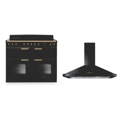 Rangemaster CLDLB110EIPCBL/AB1 110cm Induction Range Cooker Classic Deluxe Charoal Black / Antique Brass, A Rated