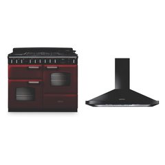 Rangemaster CLDLO110DFPBOR/CM1 110cm Dual Fuel Range Cooker Classic Deluxe Bordeaux / Chrome, A Rated