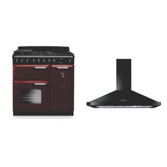 Rangemaster CLDL90DFPBOR/CM1 90cm Dual Fuel Range Cooker Classic Deluxe Bordeaux / Chrome, A Rated