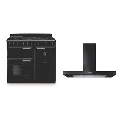 Rangemaster CLDL100DFPCBL/CM1 100cm Dual Fuel Range Cooker Classic Deluxe Charcoal Black / Chrome, A Rated