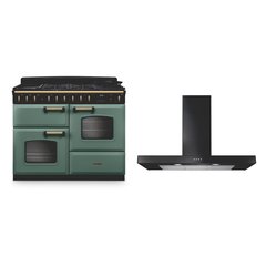 Rangemaster CLDLO110DFPMGR/AB1 110cm Dual Fuel Range Cooker Classic Deluxe Mineral Green / Antique Brass, A Rated