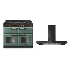 Rangemaster CLDLB110DFPMGR/AB1 110cm Dual Fuel Range Cooker Classic Deluxe Mineral Green / Antique Brass, A Rated