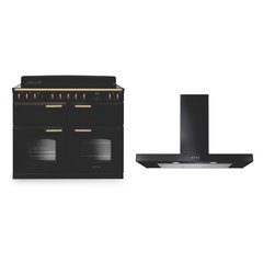 Rangemaster CLDLB110EIPCBL/AB1 110cm Induction Range Cooker Classic Deluxe Charoal Black / Antique Brass, A Rated
