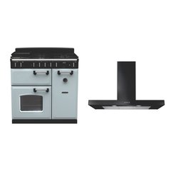 Rangemaster CL90DFPMSB/CM1 90cm Dual Fuel Range Cooker Classic Misty Blue / Chrome, A Rated