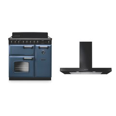 Rangemaster CLDL90EIPSTB/CM1 90cm Induction Range Cooker Classic Deluxe Stone Blue / Chrome, A Rated