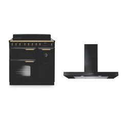 Rangemaster CLDL90EIPCBL/AB1 90cm Induction Range Cooker Classic Deluxe Charcoal Black / Antique Brass, A Rated