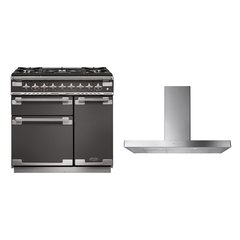 Rangemaster ELS90DFFSL 90cm Dual Fuel Range Cooker Elise Slate / Brushed Nickel, A Rated