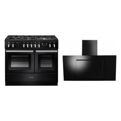 Rangemaster PROPL100FXDFFGB/C 100cm Dual Fuel Range Cooker Professional Plus FX Gloss Black / Chrome, A Rated