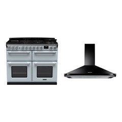 Rangemaster ESDLB110DFPMSB/CM1 110cm Dual Fuel Range Cooker Estel Deluxe Misty Blue / Chrome, A Rated