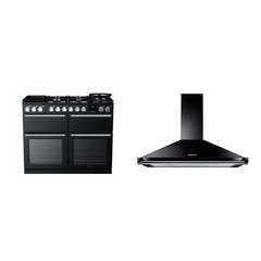Rangemaster NEXB110DFPGBL/CM1 110cm Dual Fuel Range Cooker Nexus Deluxe Gloss Black / Chrome, A Rated