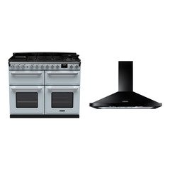 Rangemaster ESDLB110DFPMSB/CM1 110cm Dual Fuel Range Cooker Estel Deluxe Misty Blue / Chrome, A Rated
