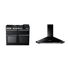 Rangemaster NEXB110DFPGBL/CM1 110cm Dual Fuel Range Cooker Nexus Deluxe Gloss Black / Chrome, A Rated