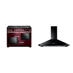 Rangemaster PDL110DFFCY/C 110cm Dual Fuel Range Cooker Professional Deluxe Cranberry / Chrome, A Rated
