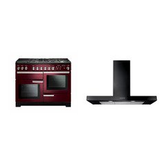 Rangemaster PDL110DFFCY/C 110cm Dual Fuel Range Cooker Professional Deluxe Cranberry / Chrome, A Rated