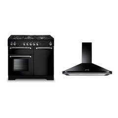 Rangemaster KCH100NGFBL/C 100cm Gas Range Cooker Kitchener Black / Chrome, A+ Rated