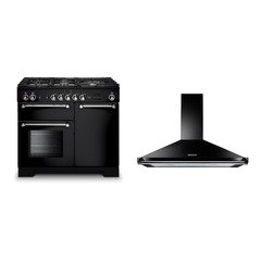 Rangemaster KCH100NGFBL/C 100cm Gas Range Cooker Kitchener Black / Chrome, A+ Rated