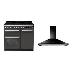 Rangemaster ESDL100DFPSLT/CM1 100cm Dual Fuel Range Cooker Estel Deluxe Slate / Chrome, A Rated