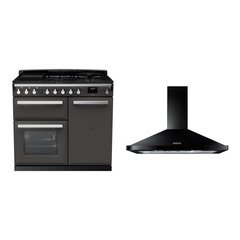 Rangemaster ESDL100DFPSLT/CM1 100cm Dual Fuel Range Cooker Estel Deluxe Slate / Chrome, A Rated