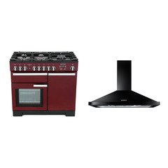 Rangemaster PDL100DFFCY/C 100cm Dual Fuel Range Cooker Professional Deluxe Cranberry / Chrome, A Rated