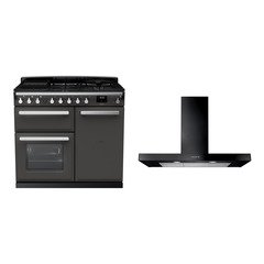 Rangemaster ESDL100DFPSLT/CM1 100cm Dual Fuel Range Cooker Estel Deluxe Slate / Chrome, A Rated