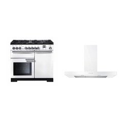 Rangemaster PDL100DFFWH/C 100cm Dual Fuel Range Cooker Professional Deluxe White / Chrome, A Rated