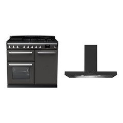 Rangemaster ESDL100DFPSLT/CM1 100cm Dual Fuel Range Cooker Estel Deluxe Slate / Chrome, A Rated