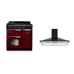Rangemaster CLDL90DFPBOR/CM1 90cm Dual Fuel Range Cooker Classic Deluxe Bordeaux / Chrome, A Rated