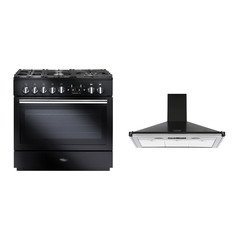 Rangemaster PROP90FXDFFGB/C 90cm Dual Fuel Range Cooker Professional Plus FX Black / Chrome, A Rated
