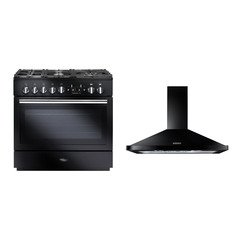 Rangemaster PROP90FXDFFGB/C 90cm Dual Fuel Range Cooker Professional Plus FX Black / Chrome, A Rated