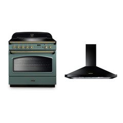 Rangemaster Classic FX CLAS90FXEIMG/B 90cm Induction Range Cooker 90 Mineral Green / Brass, A Rated