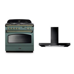 Rangemaster CLAS90FXDFFMG/B 90cm Dual Fuel Range Cooker Classic FX Mineral Green / Brass, A Rated