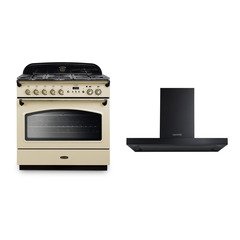 Rangemaster CLAS90FXDFFCR/B 90cm Dual Fuel Range Cooker Classic FX Cream / Brass, A Rated