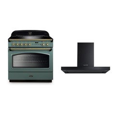 Rangemaster Classic FX CLAS90FXEIMG/B 90cm Induction Range Cooker 90 Mineral Green / Brass, A Rated