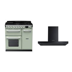 Rangemaster ESDL90DFPMNT/CM1 90cm Dual Fuel Range Cooker Estel Deluxe Mint / Chrome, A Rated