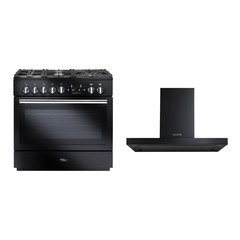 Rangemaster PROP90FXDFFGB/C 90cm Dual Fuel Range Cooker Professional Plus FX Black / Chrome, A Rated