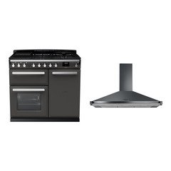 Rangemaster ESDL100DFPSLT/CM1 100cm Dual Fuel Range Cooker Estel Deluxe Slate / Chrome, A Rated
