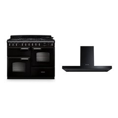 Rangemaster CLDLO110DFPGBL/CM1 110cm Dual Fuel Range Cooker Classic Deluxe Gloss Black / Chrome, A Rated
