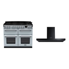 Rangemaster ESDLB110DFPMSB/CM1 110cm Dual Fuel Range Cooker Estel Deluxe Misty Blue / Chrome, A Rated