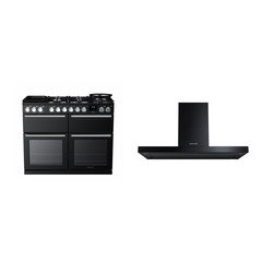 Rangemaster NEXB110DFPGBL/CM1 110cm Dual Fuel Range Cooker Nexus Deluxe Gloss Black / Chrome, A Rated
