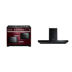 Rangemaster PDL110DFFCY/C 110cm Dual Fuel Range Cooker Professional Deluxe Cranberry / Chrome, A Rated