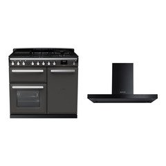 Rangemaster ESDL100DFPSLT/CM1 100cm Dual Fuel Range Cooker Estel Deluxe Slate / Chrome, A Rated
