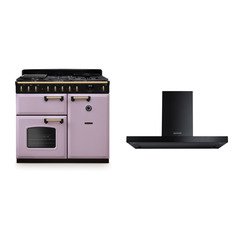 Rangemaster CLDL100DFPHTH/AB1 100cm Dual Fuel Range Cooker Classic Deluxe Heather / Antique Brass, A Rated