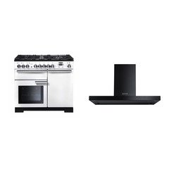 Rangemaster PDL100DFFWH/C 100cm Dual Fuel Range Cooker Professional Deluxe White / Chrome, A Rated