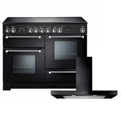 Rangemaster KCH110ECBL/C 110cm Ceramic Range Cooker Kitchener Black / Chrome, B Rated