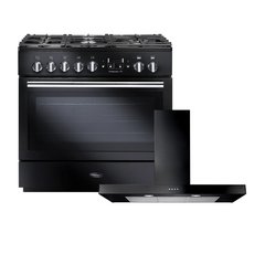 Rangemaster PROP90FXDFFGB/C 90cm Dual Fuel Range Cooker Professional Plus FX Black / Chrome, A Rated