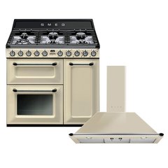 Smeg TR93P Victoria 90cm Dual Fuel Range Cooker, Cream, A Rated